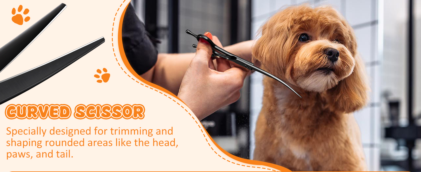 Набір професійних ножиць для грумінгу собак Moontay 7 дюймів: вигнуті, прямі, розріджуючі ножиці