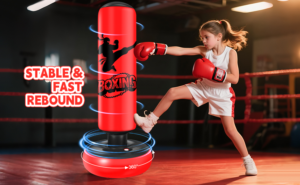 Дитячий боксерський мішок Qoosea для дітей 6-12 років, 160 см, з рукавичками. Підходить для карате, кікбоксингу, тхеквондо, MMA. Чудовий подарунок для хлопчиків та дівчаток