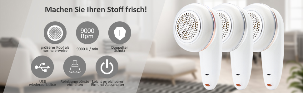 Електричний видальник для одягу Fusselschneider з кабелем, подвійним захистом, безпечним замиканням та щіткою для чищення різних тканин (Рожевий)