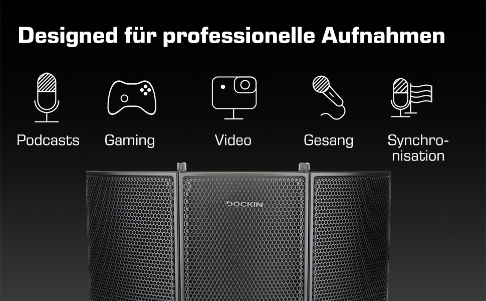 DOCKIN® MP2000: USB мікрофон-конденсатор для ПК, геймінгу, подкастів та стрімінгу. З міцним штативом, Pop-фільтр та Windscreen. Преміум якість звуку.