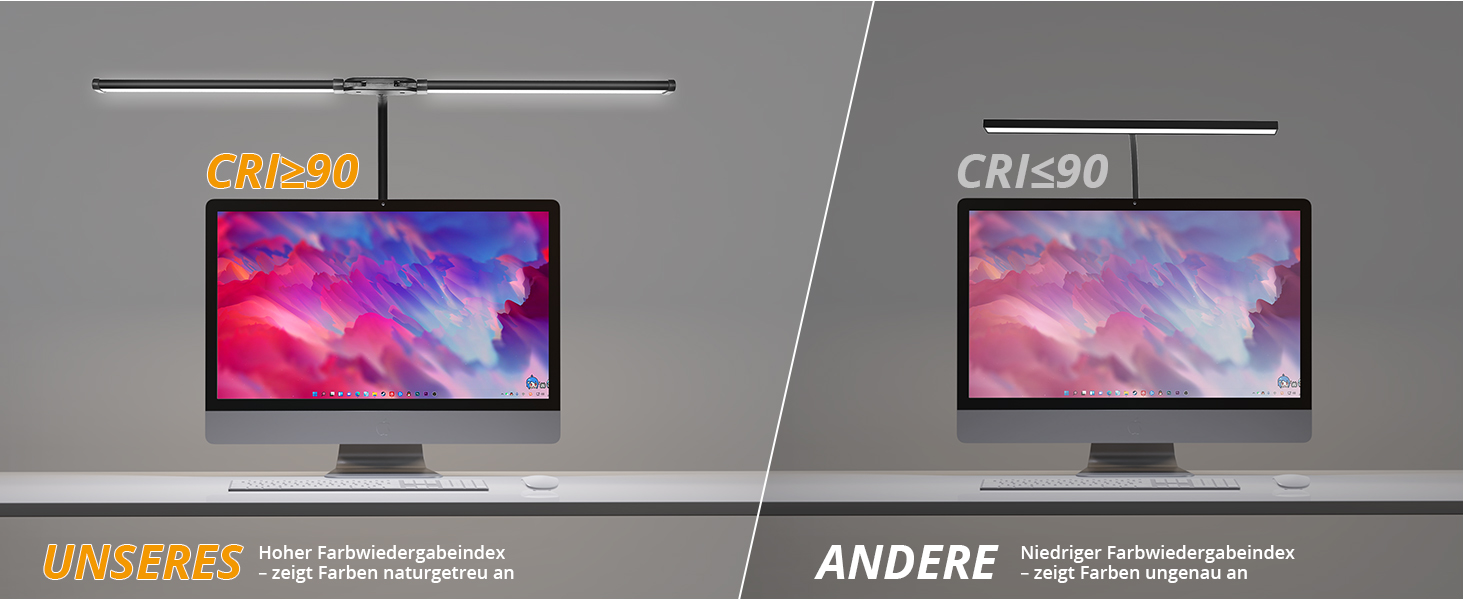 LED лампа настільна з двома головками, регулювання яскравості, 960 люмен, захист очей, 5 кольорів, 10 рівнів яскравості, для офісу та дому, чорна, 61 см