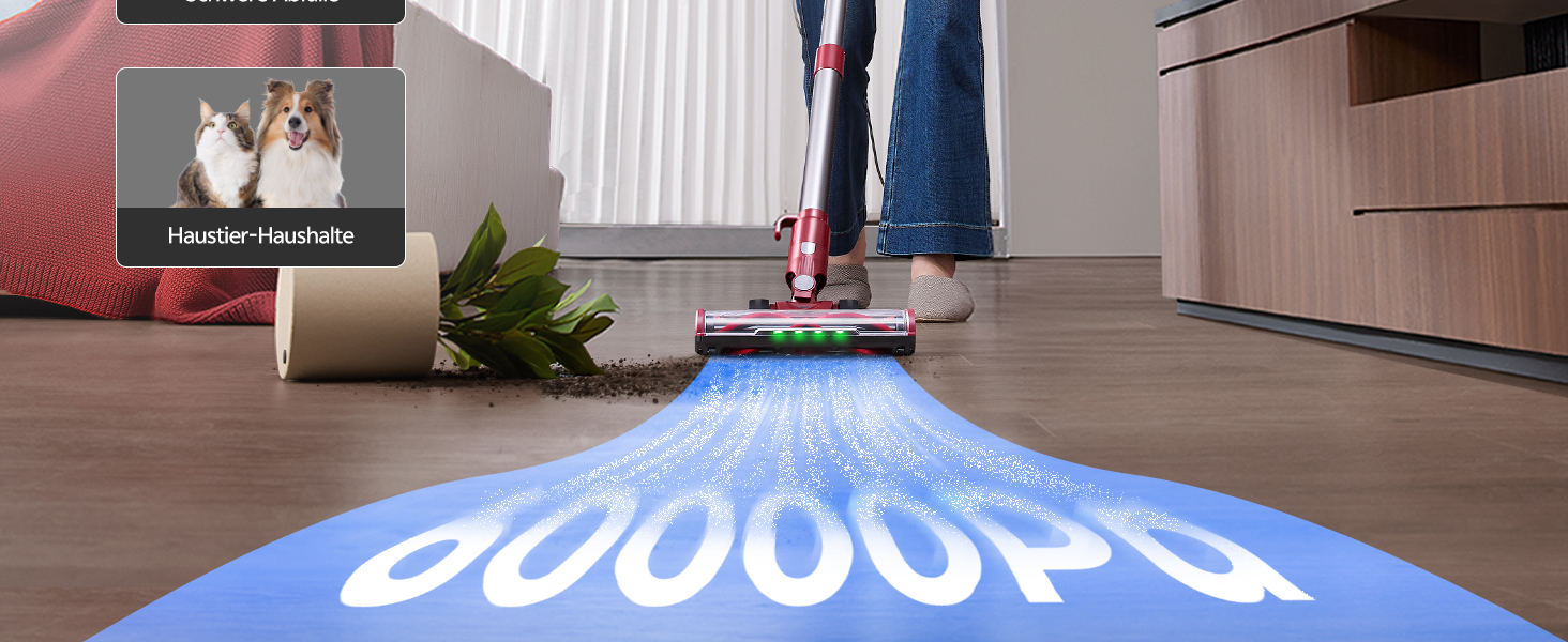 Пилосос Vexilar C8 6-в-1: потужний ручний, стійковий та з насадкою для тварин, 60KPa, 600W, 7м, 1.5л, червоний