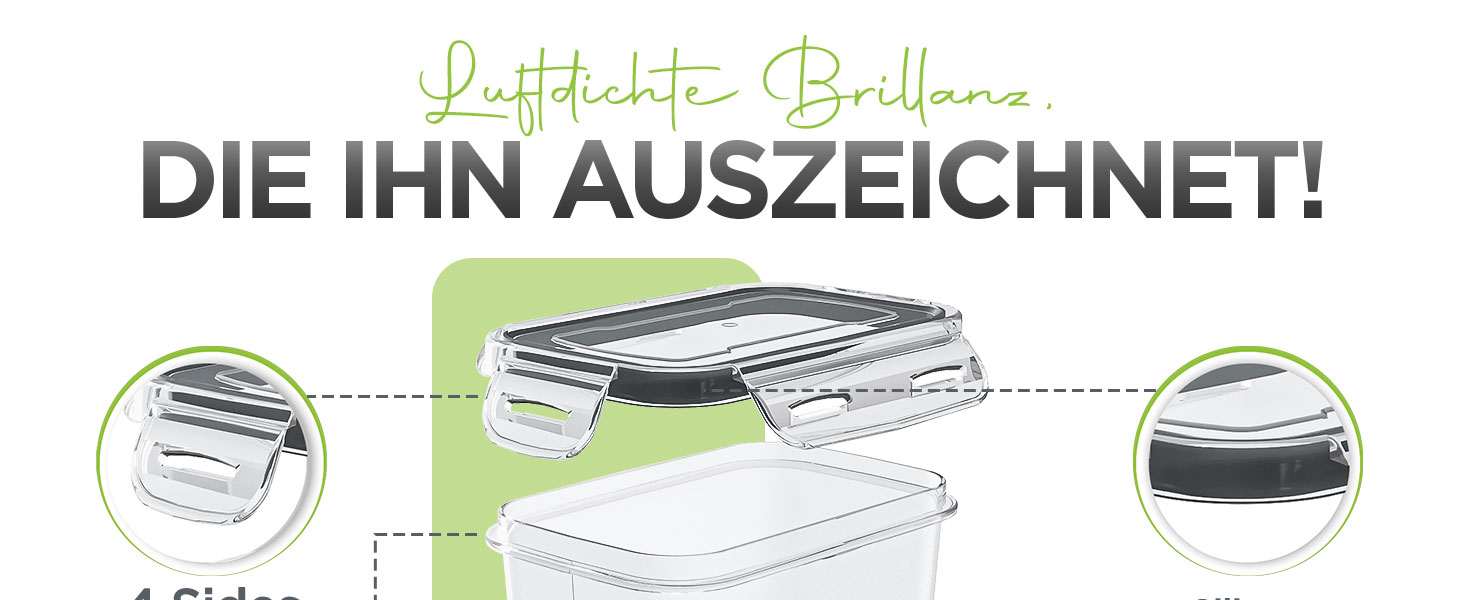 Набори контейнерів для зберігання KICHLY з кришкою (24 шт.) - герметичні контейнери для продуктів, BPA-free, для шафи/кухні, ідеальні для крупи, цукру, борошна та іншого
