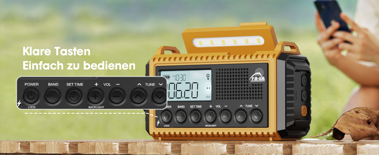 Радіоприймач Kurbelradio 12000mAh з сонячною панеллю та ручкою, AM/FM/SW, USB-зарядка, ліхтарик, SOS-сигнал, для кемпінгу та надзвичайних ситуацій, зелений