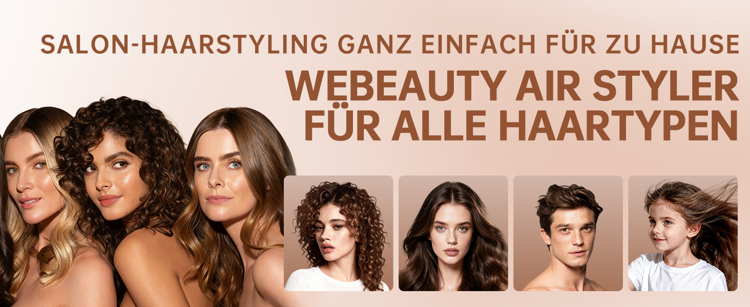 Webeauty Airstyler 7-в-1: Фен-щітка, плойка, випрямляч, 110000 об/хв, 25 м/с, 500 млн негативних іонів