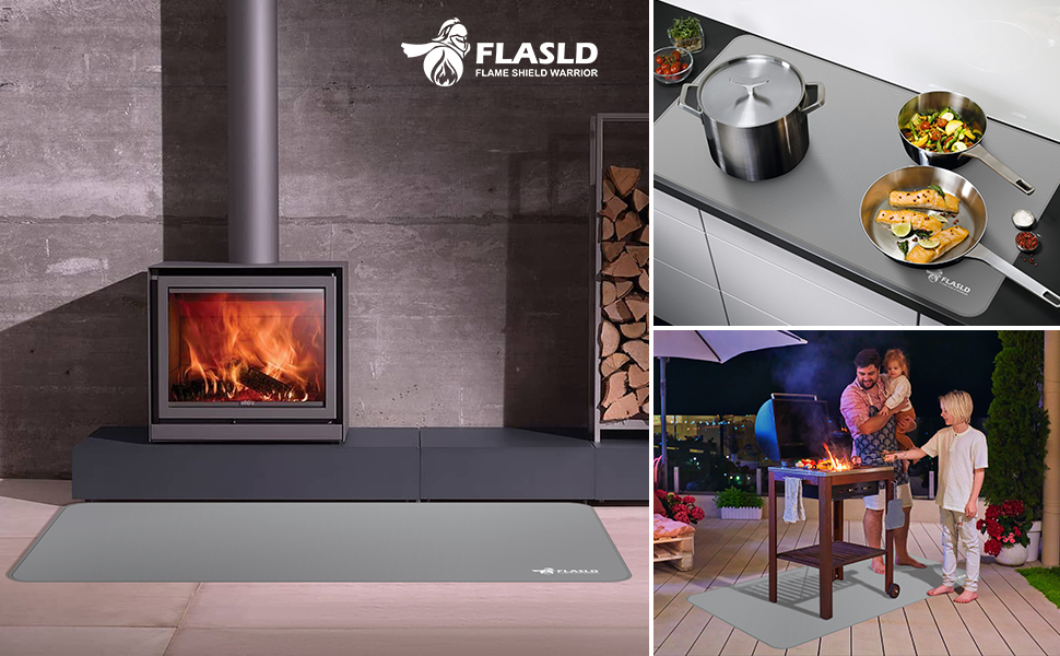 FLASLD Deck Grill Mat - 91x124cm - Washable & Grease-Proof - Protects Decks & Patios
