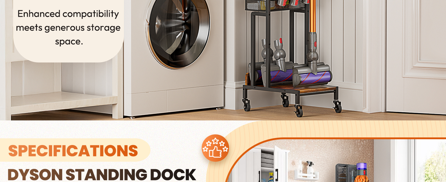 Підставка для пилососа Bikoney сумісна з Dyson V15, V12, V11, V10, V8, V7, V6, Gen5, з аксесуарами та місцем для зберігання