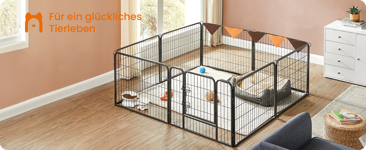 Вольєр для тварин Feandrea Freilaufgegehege, сірий, 77 x 60 см, 8 панелей, для дому та вулиці