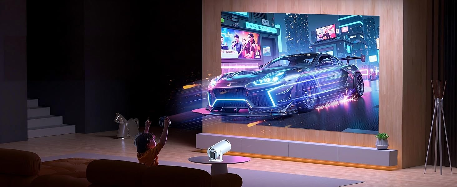 Портативний проєктор 4K, 1080P FHD Mini проєктор, сумісний з Android та Netflix, WiFi 6, BT 5.0, поворот на 180°, автоматична корекція трапецеїдальних спотворень