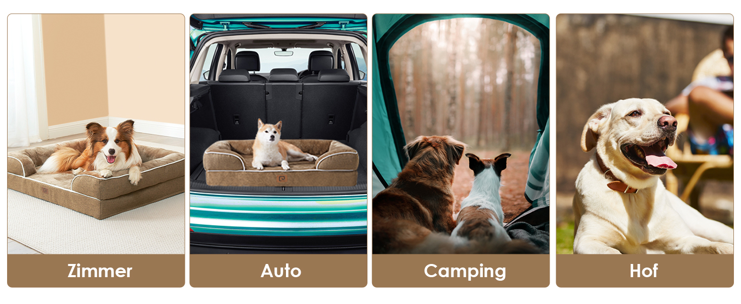 Ортопедичне ліжко для собак EHEYCIGA, 76x51 см, Memory Foam, для собак середніх та маленьких порід, з високим бортиком, водонепроникне, неслизьке, Kamel