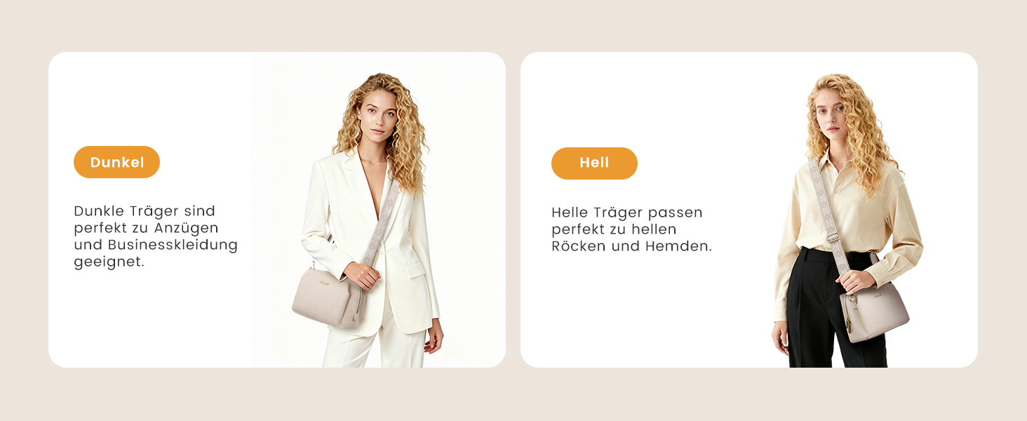 Сумка жіноча LOVEVOOK через плече, бежева: кросбоді, сумка середнього розміру, RFID-захист, 2 ремені 25x15x9 см