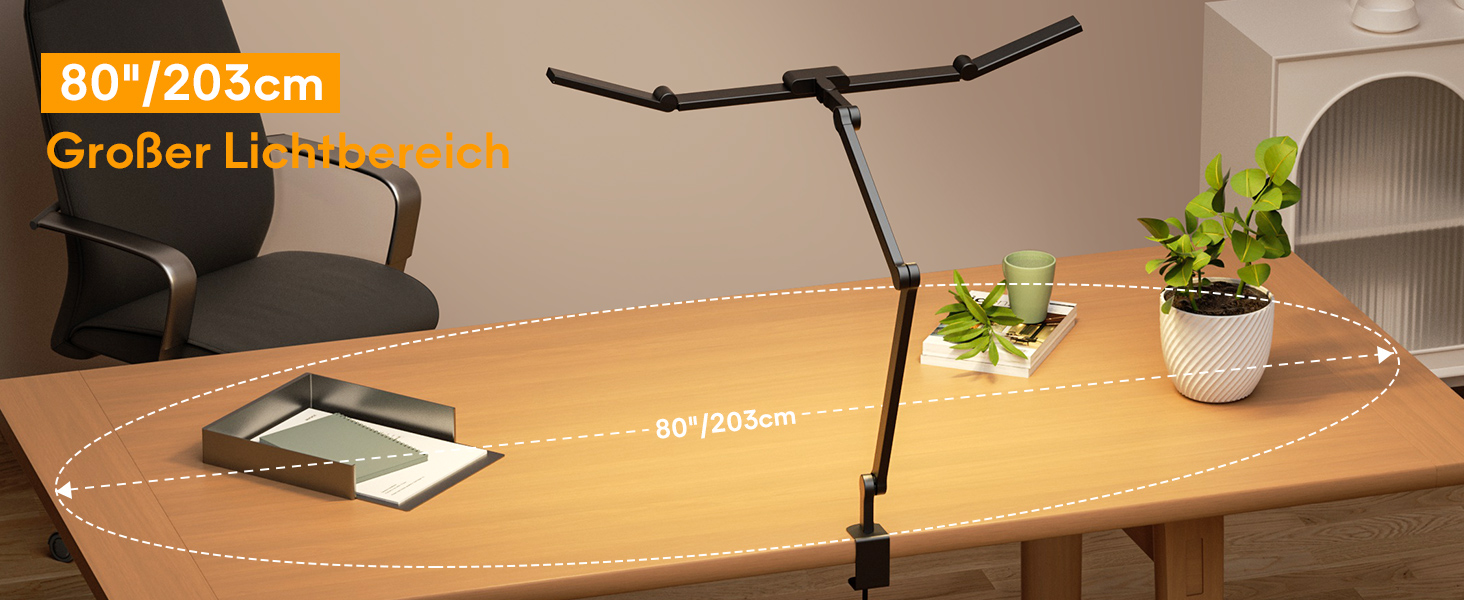 LED лампа настільна YOUKOYI: регульоване світло, 24W, 5 температур кольору, 5 рівнів яскравості, для роботи, навчання, дому, офісу, захист очей
