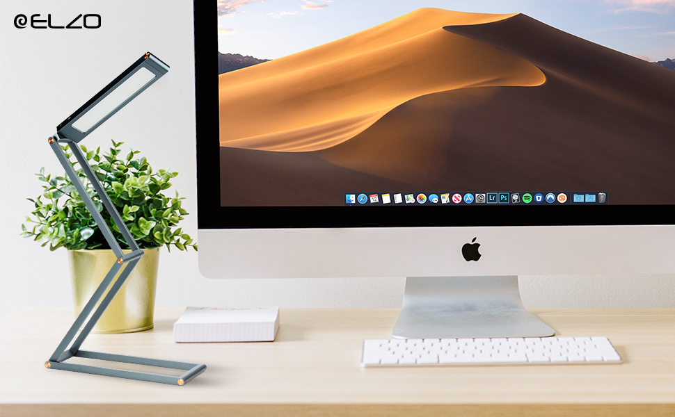 LED лампа настільна ELZO з регулюванням яскравості та гнучкою ніжкою, алюміній, темно-сіро-блакитна