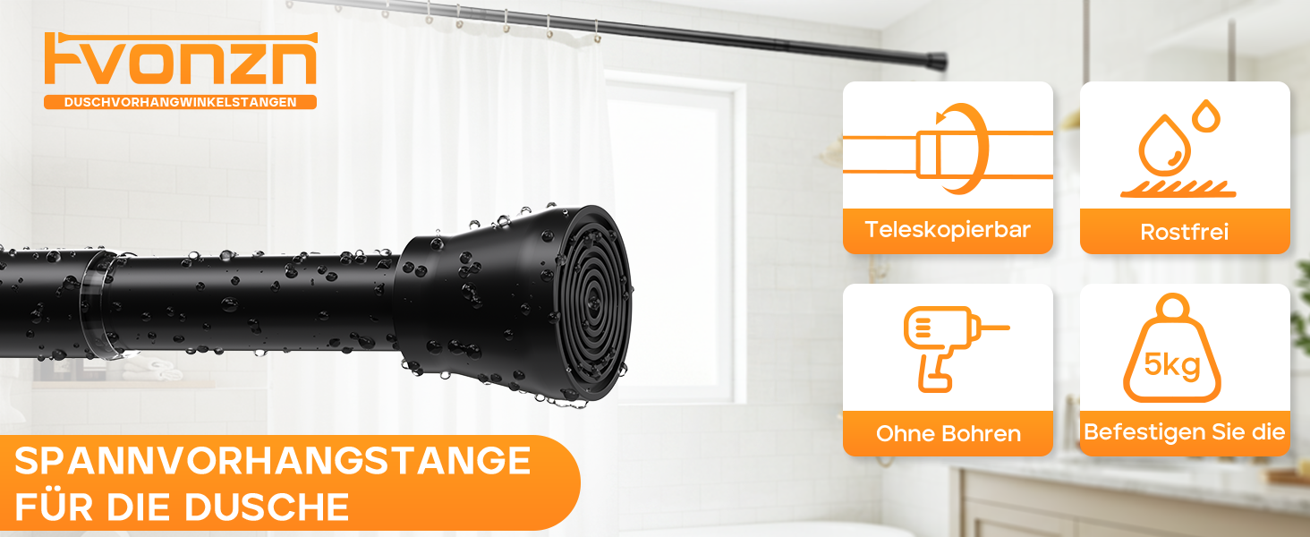 Тelescopic штанга для карниза без свердління 120-200 см - для штор, душових перегородок, вікон, ванної кімнати. Нержавіюча сталь, регульована клямка.