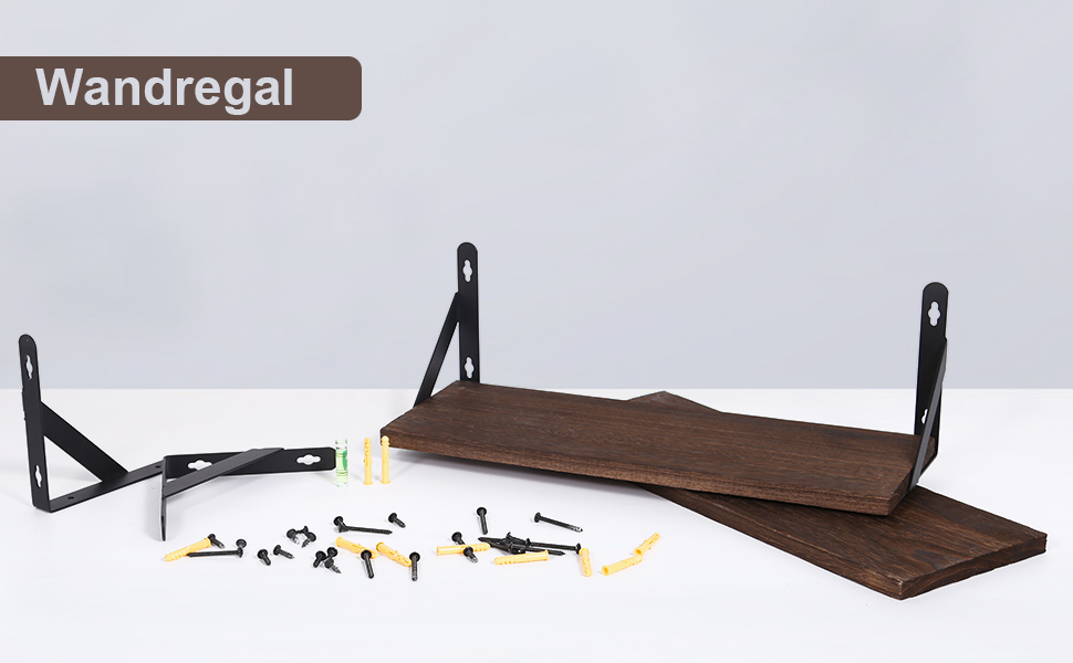 Настінна полиця AGM Wandregal 2 шт. з тримачем для рушників, полиці для зберігання, підвісні полиці для ванної, кухні, вітальні, офісу, спальні (Темно-коричневий)