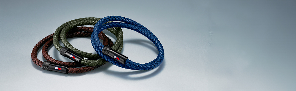 Браслет Tommy Hilfiger для чоловіків з шкіри, темно-синій - 2701000