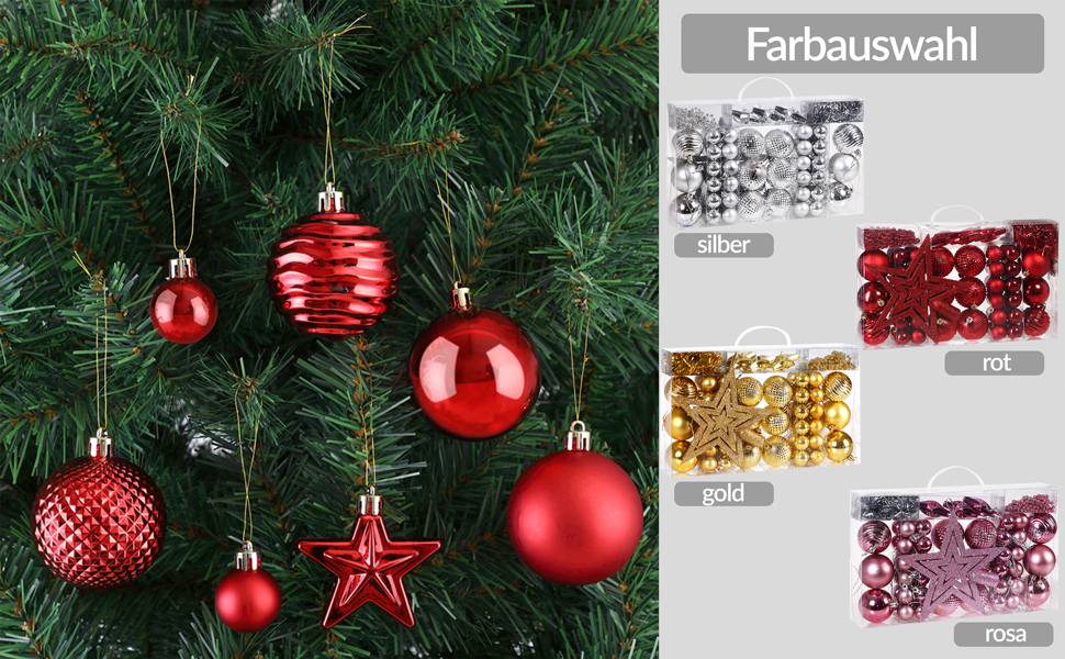 DEUBA® Новорічні кулі 66 шт. Ø 3-6 см, пластик, матові та глянцеві, прикраси для ялинки, золоті