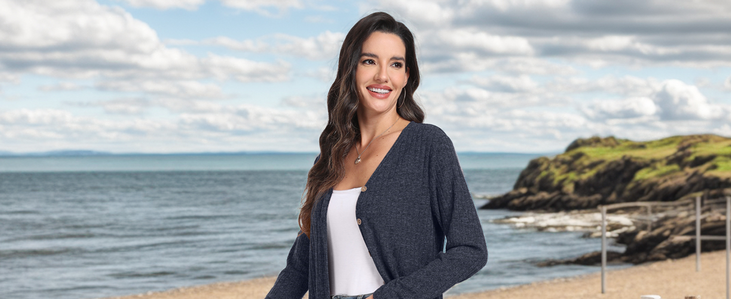 Кардиган жіночий Grecerelle, довгий, легкий, чорний, з ґудзиками та V-подібним вирізом