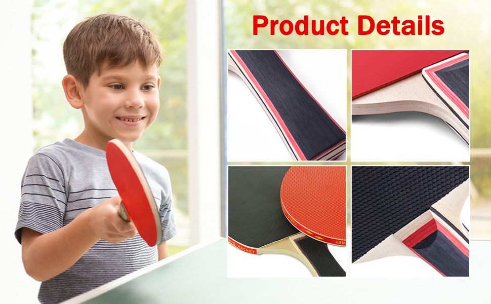 Набір для пінг-понгу JurciCat: 2 ракетки, 3 м'ячі, сумка. Підходить для гри в приміщенні та на вулиці. Довга ручка.