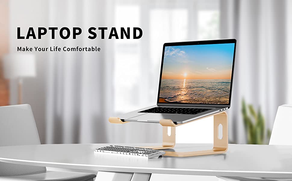 Підставка для ноутбука Orionstar, ергономічна, алюмінієва, з вентиляцією, сумісна з MacBook, Samsung, 10-15.6 дюймів, сіра (золота)