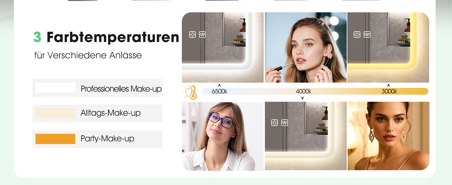 Дзеркало для ванної кімнати S'bagno з підсвічуванням 80x60 см, LED, Bluetooth, протитуманне покриття, 3 кольори, регулювання яскравості, пам'ять, загартоване скло, IP44, горизонтальне/вертикальне встановлення