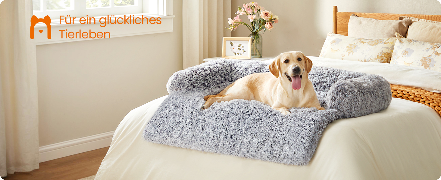 Ліжко для собак Feandrea FluffyHug, плюшеве, XXL, 122 x 95 x 18 см, Ombré Grey, для великих собак