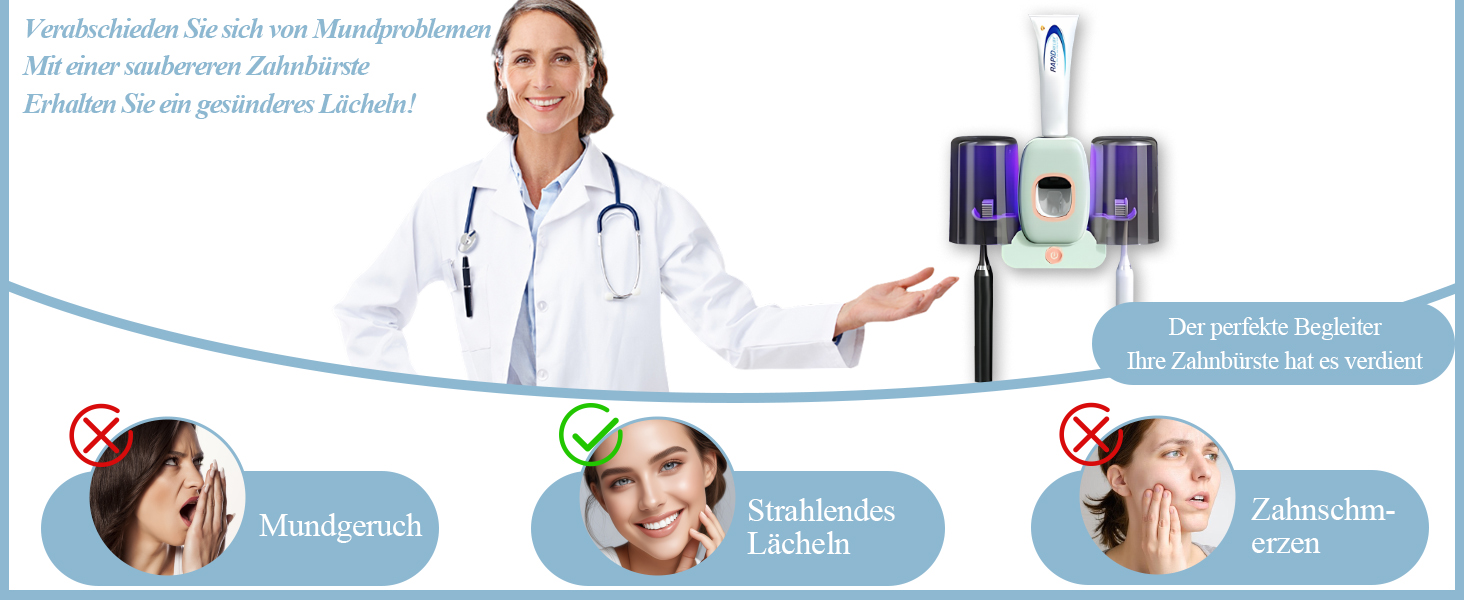 УФ-дезінфектор для зубних щіток з підставкою на стіну, стерилізатор, сушарка, розумний (світло-зелений)