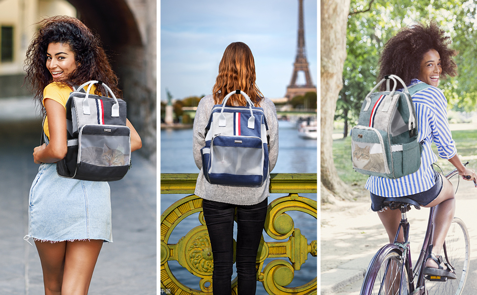 Рюкзак для котів та маленьких собак Galatée, дихаючий, для подорожей, походів, кемпінгу (світло-сірий)