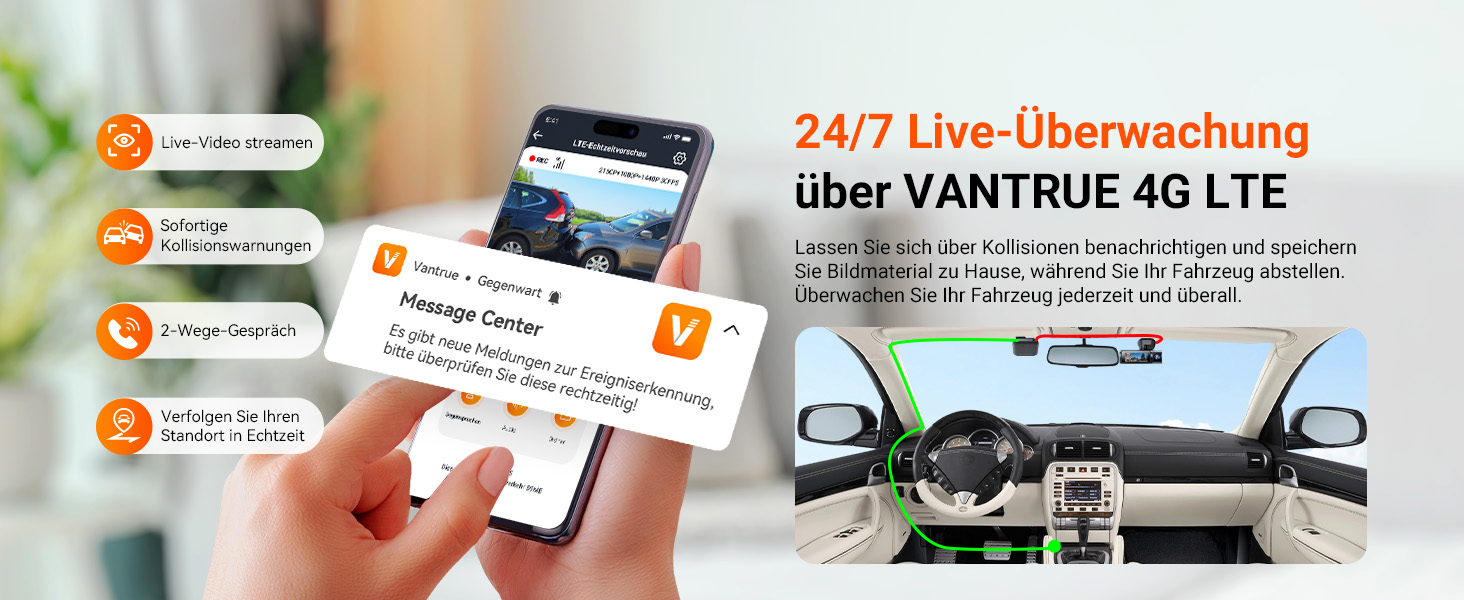 Відеореєстратор VANTRUE N4 Pro S 4K STARVIS з GPS, 3 канали (4K+1080P+1440P), WiFi 5GHz, паркувальний режим 24/7, голосове керування, IR нічне бачення, LTE (опціонально)
