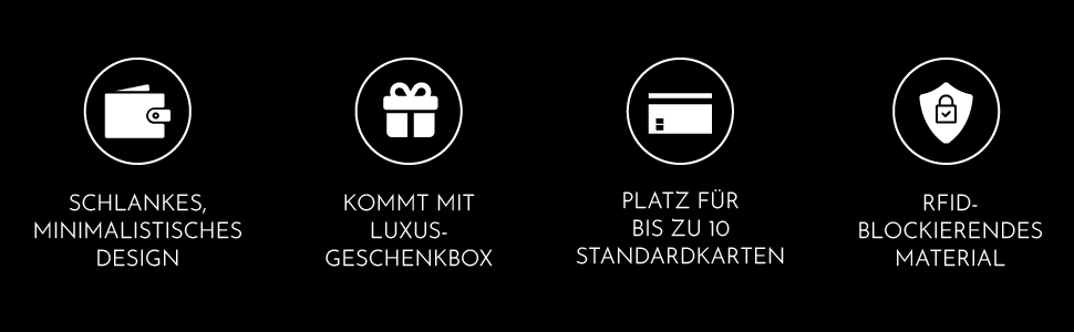 Гаманець чоловічий RFID захист Stealth Wallet - мінімалістичний алюмінієвий картхолдер з чорної шкіри (срібний, класичний)