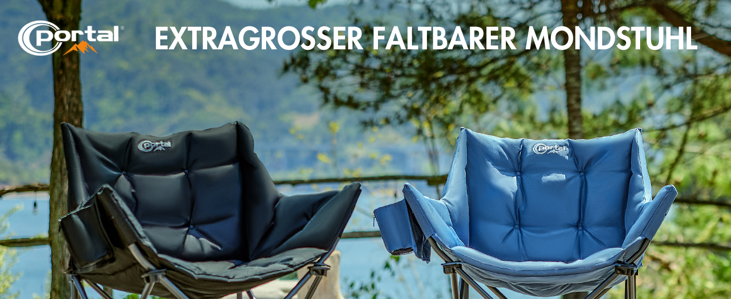 Крісло для кемпінгу складне, XXL, з підлокітниками, 150 кг, блакитне