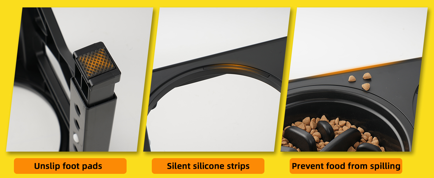 Підвищена годівниця для собак, регульована висота, великі породи - 2 x миска з нержавіючої сталі (1200 мл) + 1 x повільна годівниця (800 мл) - антиковзна станція для годування середніх/великих собак, чорний/сірий колір