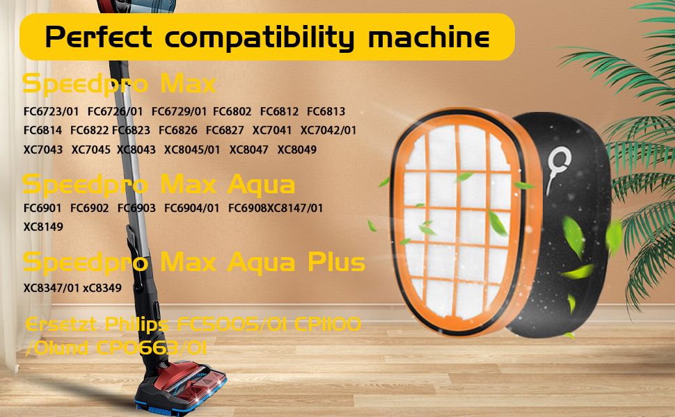 Набір фільтрів для акумуляторного пилососа Philips SpeedPro Max (4+1 шт.), помаранчеві (Orange 6)