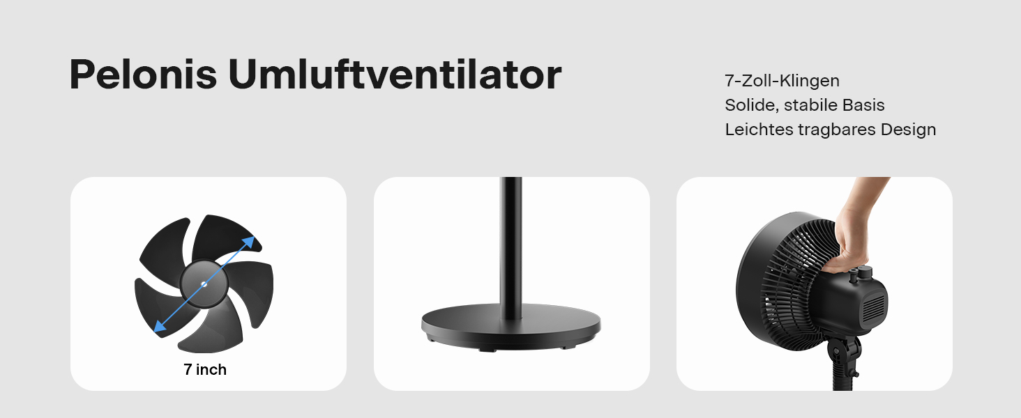 Вентилятор торнадо PELONIS з дистанційним керуванням, сенсорним дисплеєм, 3D циркуляцією, тихий (36.5dB), потужний (10м повітряний потік), регульована висота (60/111см), 4 швидкості з таймером, знімний захисний гріт, поворотний, 76см, чорний