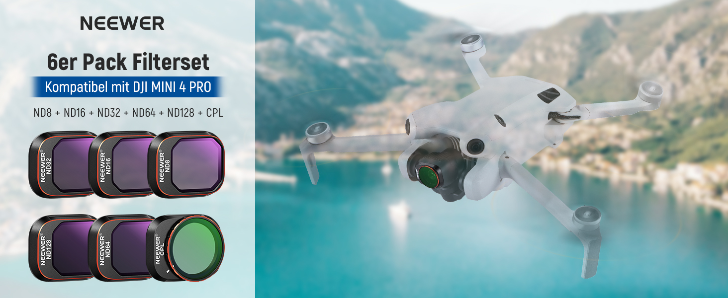 Набір фільтрів ND та CPL NEEWER для DJI Mini 4 Pro: 6 шт. (ND8, ND16, ND32, ND64, ND128, CPL)