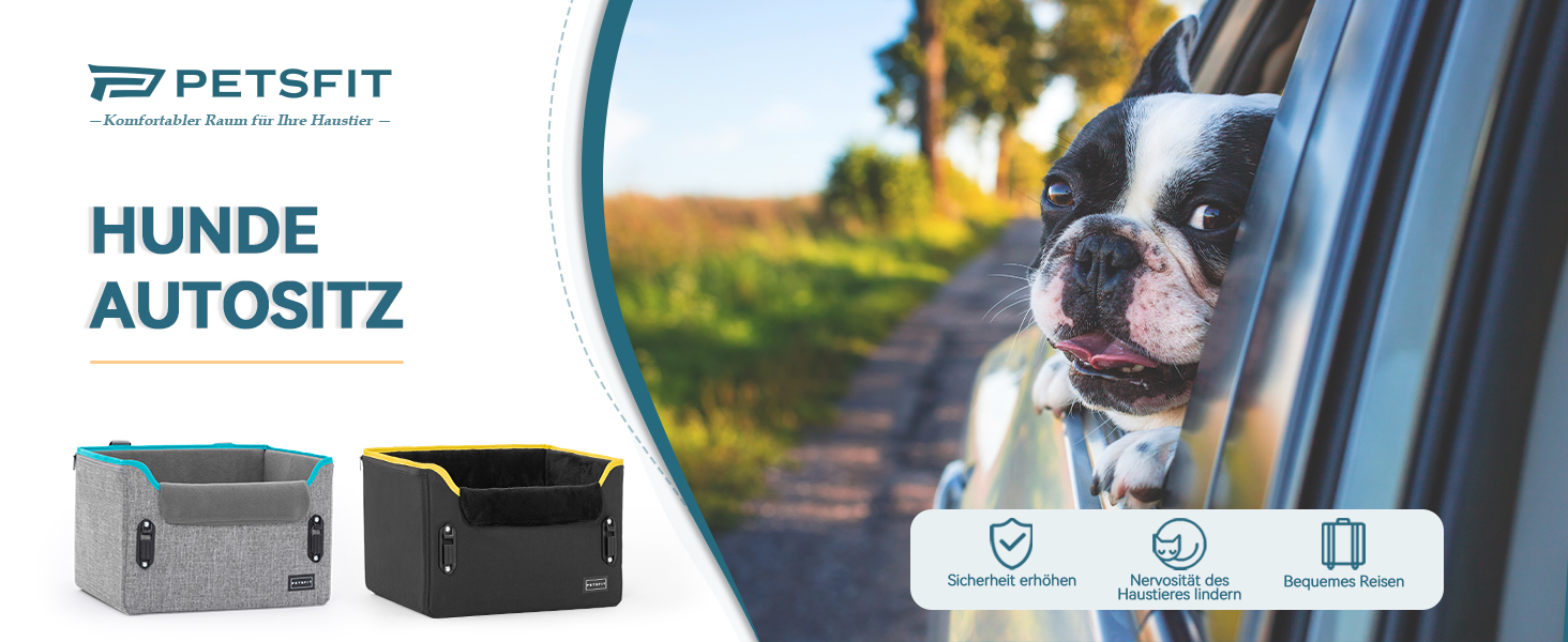 Автокрісло для собак Petsfit - чорне, з кріпленням для безпечного транспортування