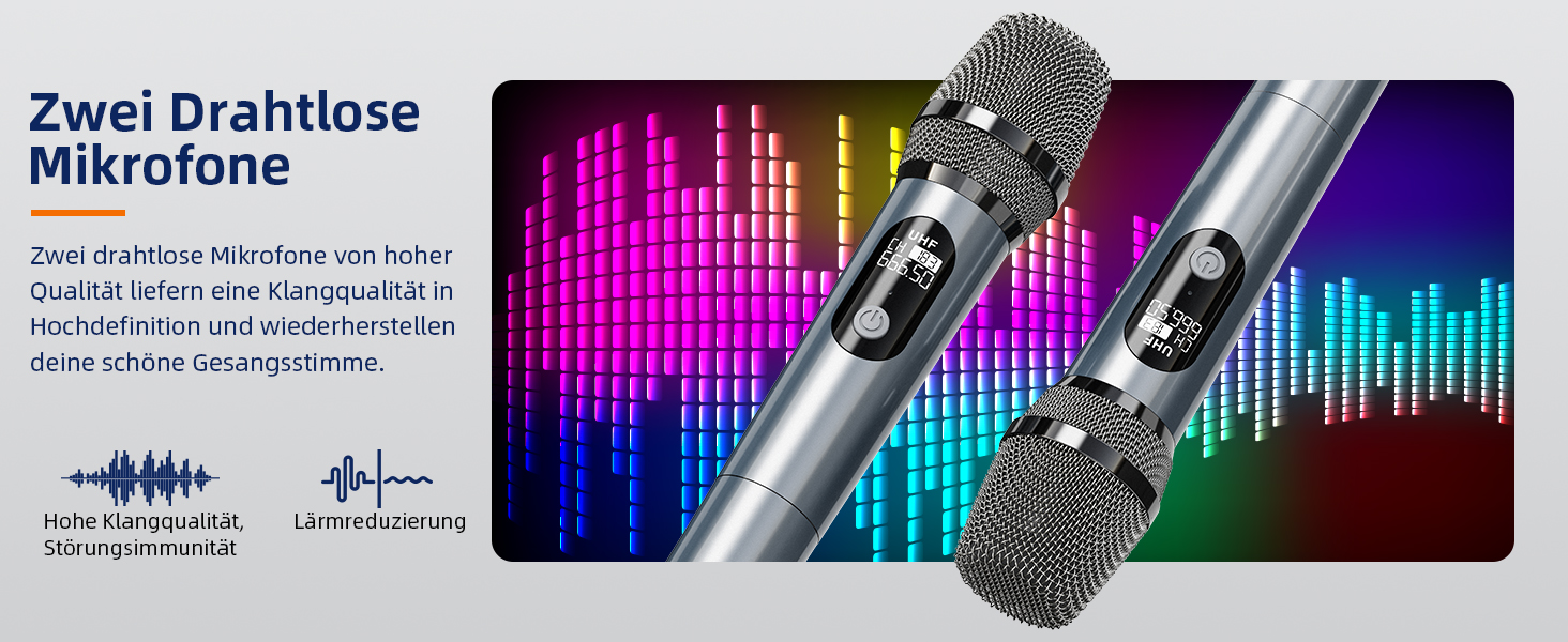 Караоке Машина з 2 мікрофонами, Bluetooth, PA Система з FM, USB, TF, AUX, Ехо, Регулювання Bass/Treble, Чорний