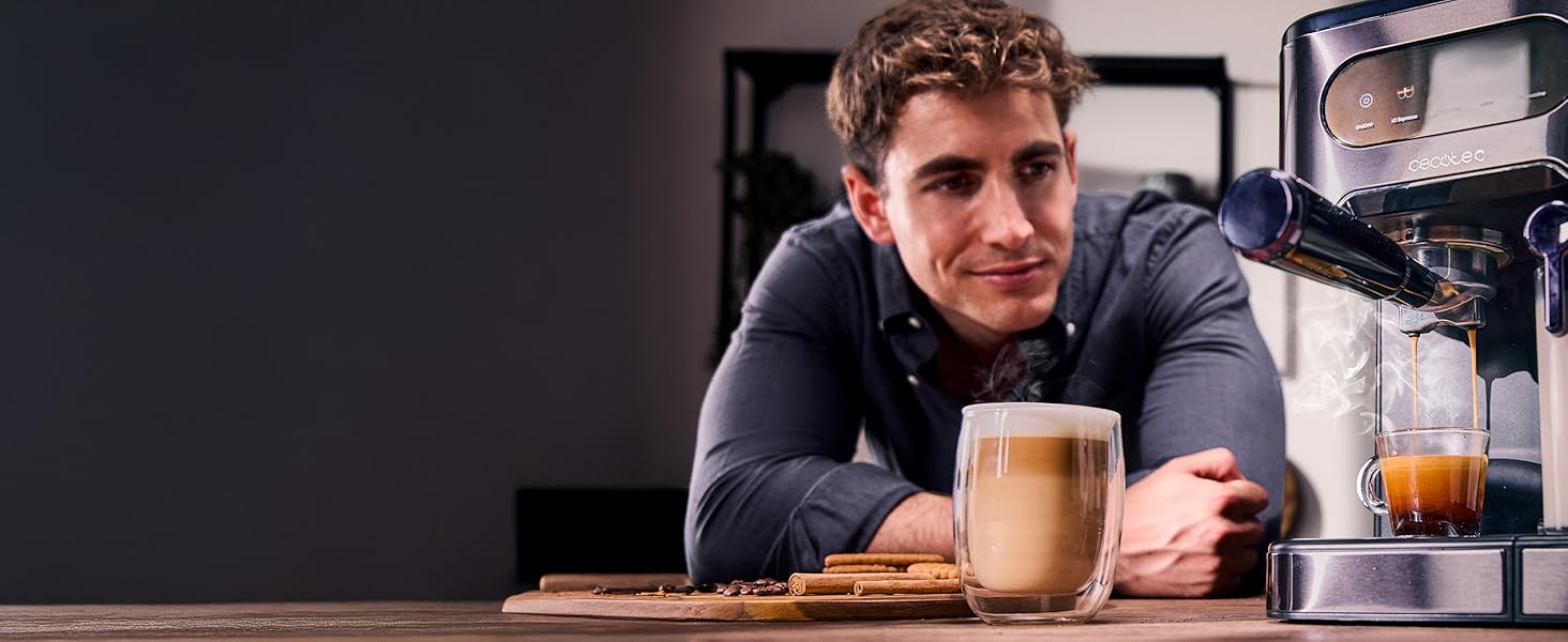 Кавомашина Cecotec Power Espresso 20 ColdBrew Latte Fresh: 1350W, 20 Бар, ColdBrew, Сенсорний екран, 1.5л резервуар, капучинатор, нержавіюча сталь