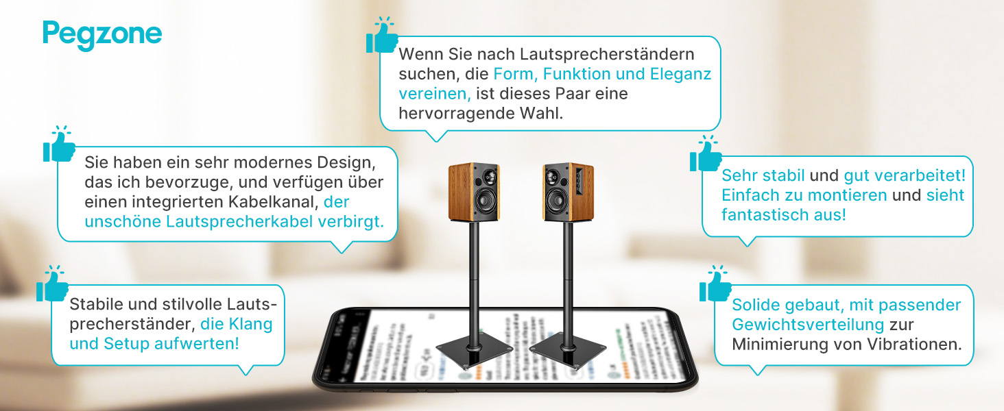 Підставка для акустики саундбару, універсальна, чорна, 76.5 см, 25 кг, з кабелеуправлінням та скляною основою (1 шт.)
