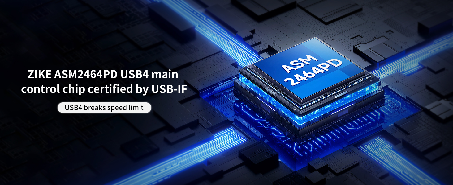 Корпус для SSD ZIKE 40Gbps M.2 NVMe з USB4.0 (до 3811MB/s), Thunderbolt4, сумісний з M.2 2280, USB3.2, PCI-E Gen 4x4