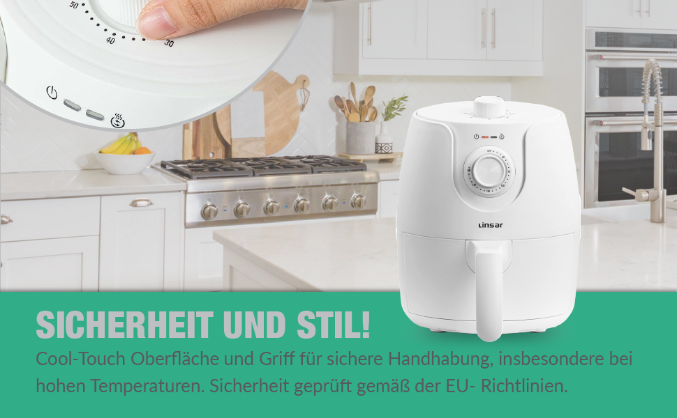 Фритюрниця без олії Mini 1.8L з таймером та функцією підігріву | Airfryer 1200W | Економія енергії та швидкість | Біла