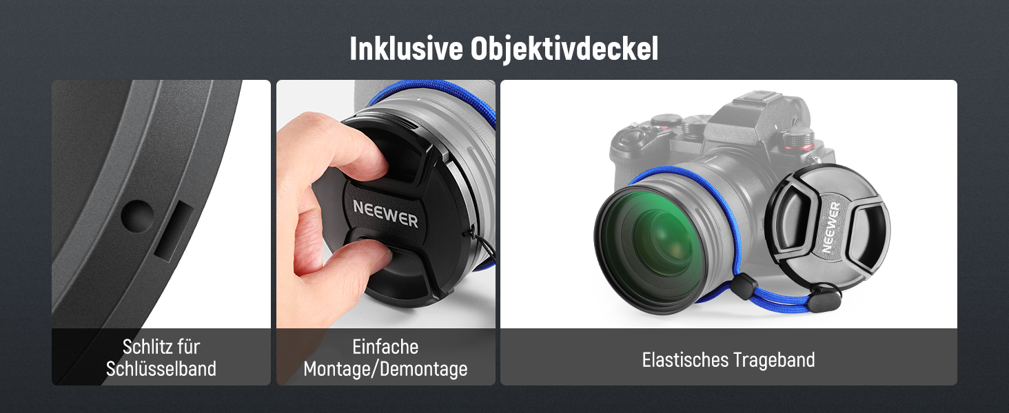 NEEWER 67mm UV-фільтр MC з кришкою об'єктива, нанопокриття, HD скло, водонепроникний, стійкий до подряпин, ультратонкий алюмінієвий корпус, ультрафіолетовий фільтр