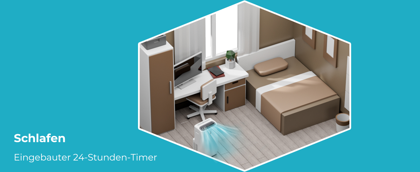 Мобільний кондиціонер COSTWAY 14000 BTU з виносним шлангом. 5-в-1: охолодження, обігрів, осушення, вентиляція, нічний режим. Для приміщень до 135 м³, пульт/додаток, таймер 24h, 4100W, ≤57dB, білий