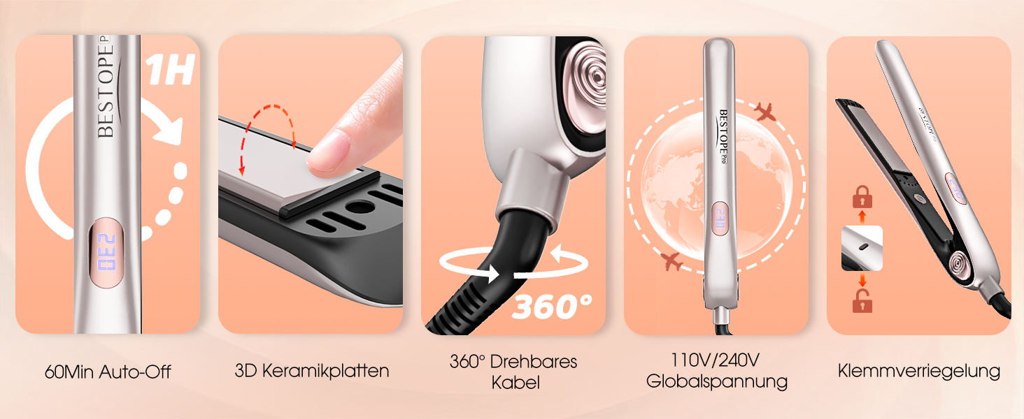 BESTOPE PRO 2-в-1: випрямляч та плойка для волосся, швидкий нагрів 15с, іонізація, керамічне покриття, зменшує пухнастість, 3D-плавальні пластини, LCD-дисплей, 120-230°C, сріблясто-сірий