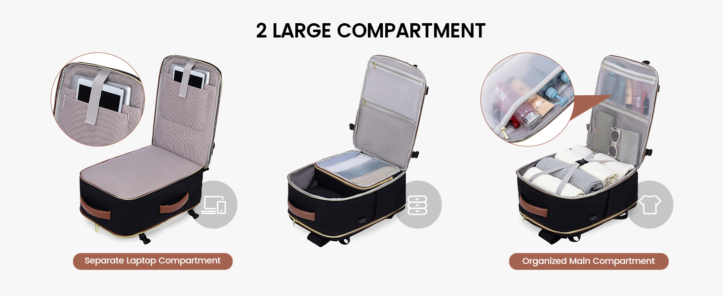 Рюкзак LOVEVOOK для жінок, 40L, ручна поклажа, для ноутбука, водонепроникний, рюкзак для подорожей, дамська сумка-мішок, 17.3 дюйми, сірий, білий, кавовий