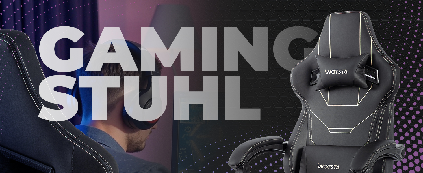 Геймерське крісло Ergon Gaming з підставкою для ніг, чорне - Офісне крісло для комп'ютера з регулюванням висоти та підтримкою попереку