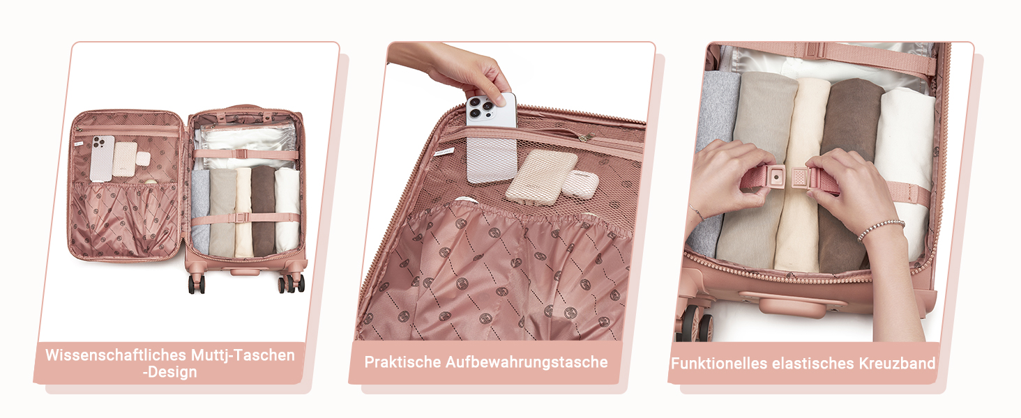 Чемодан Miss Lulu ручної об'єм, 59.5 x 36.5 x 25 см, зелений, з відділенням для мокрого/сухого, 32 л