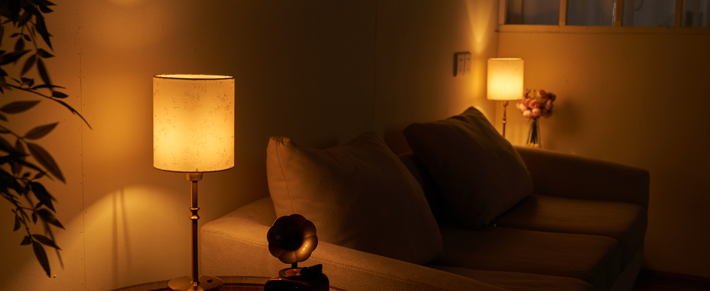 OCEST Настільна лампа на акумуляторі, сенсорне керування, регульована яскравість, для дому, кухні, тераси, їдальні (античне латунь-льон), плафон з шовку 41,5 см