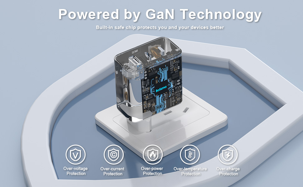 Зарядний пристрій USB-C 8-в-1, 65W: Швидка зарядка для MacBook, iPhone, iPad, Samsung, ноутбуків (PD GaN)