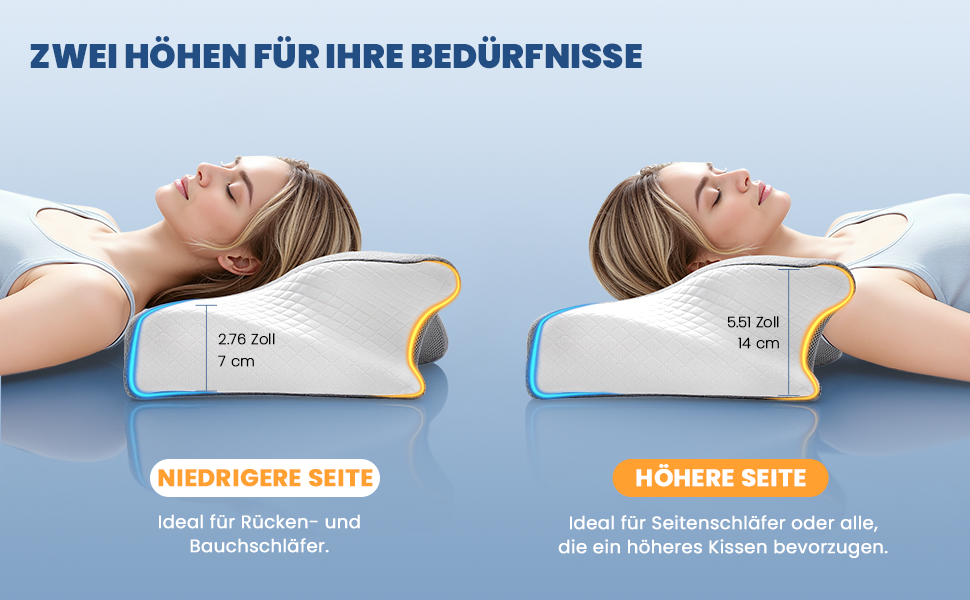 Ортопедична подушка A-Pce з Memory Foam для шиї, спини та плечей. Підходить для сну на боці, спині та животі. Сіро-білий колір